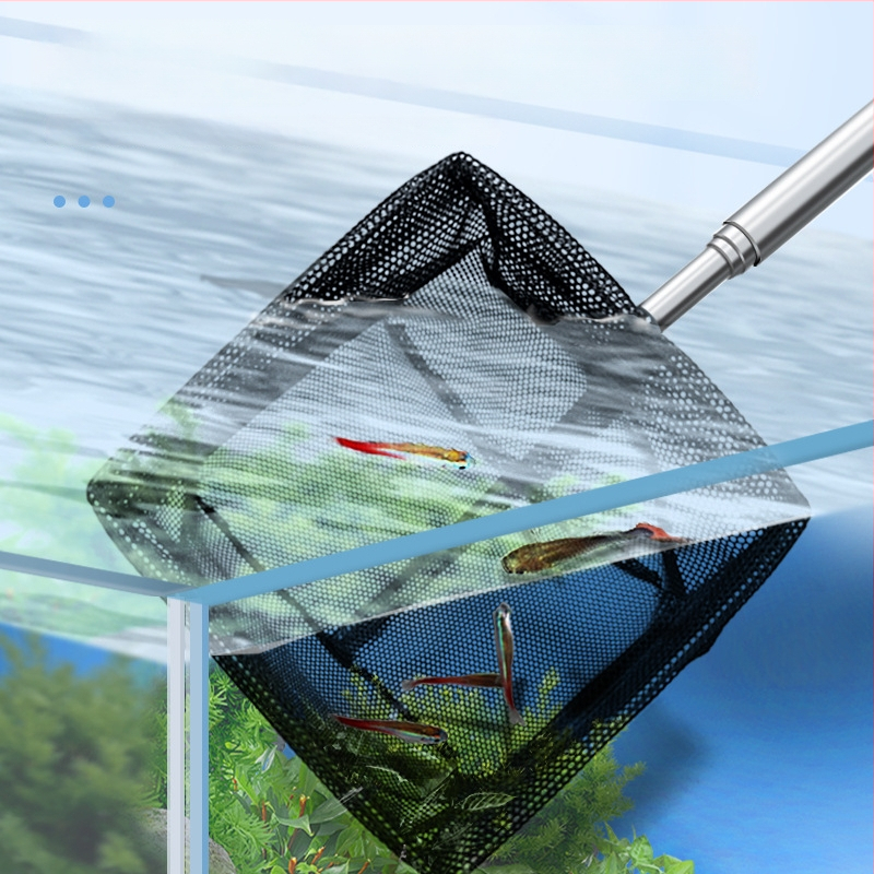 Rozsdamentes acélból készült teleszkópos akváriumi háló, sűrű hálóval, halak és teknősök számára