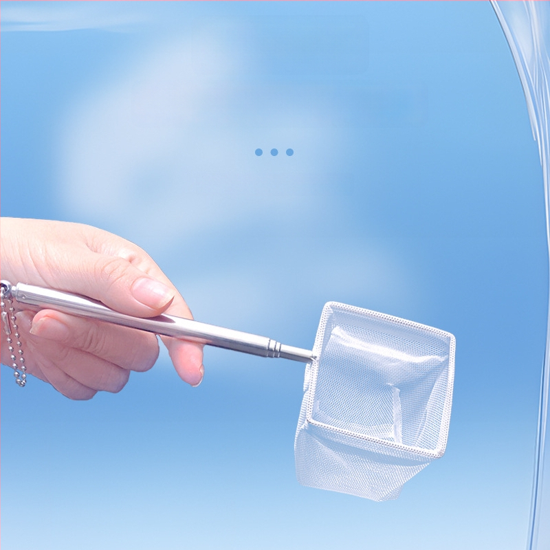 Rozsdamentes acélból készült teleszkópos akváriumi háló, sűrű hálóval, halak és teknősök számára