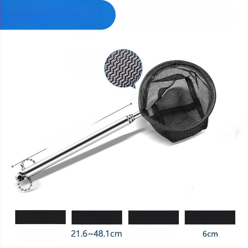 Rozsdamentes acélból készült teleszkópos akváriumi háló, sűrű hálóval, halak és teknősök számára