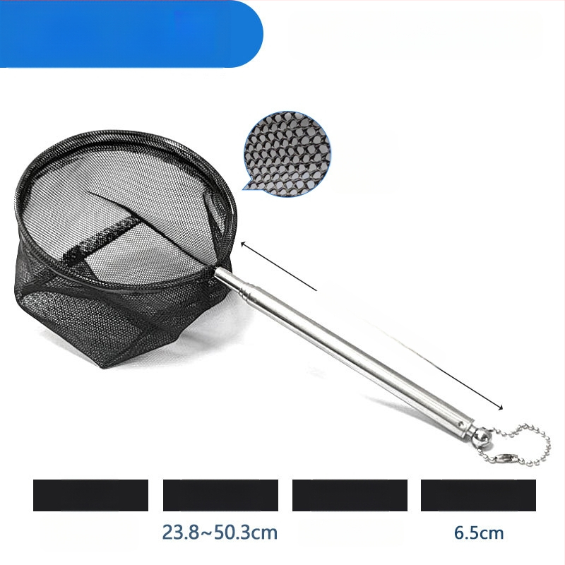 Rozsdamentes acélból készült teleszkópos akváriumi háló, sűrű hálóval, halak és teknősök számára