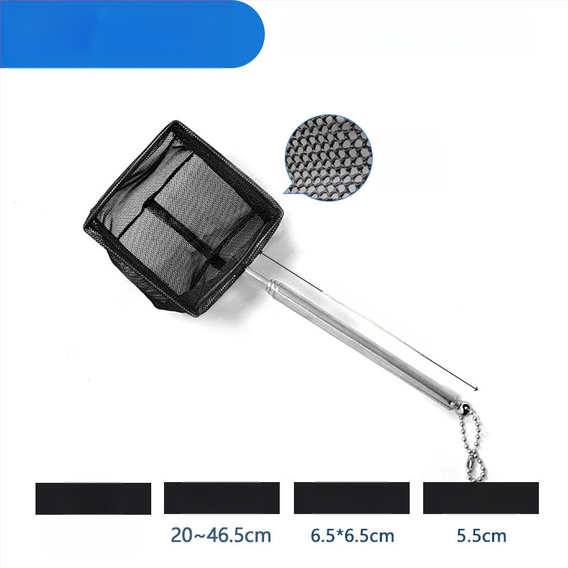 Rozsdamentes acélból készült teleszkópos akváriumi háló, sűrű hálóval, halak és teknősök számára