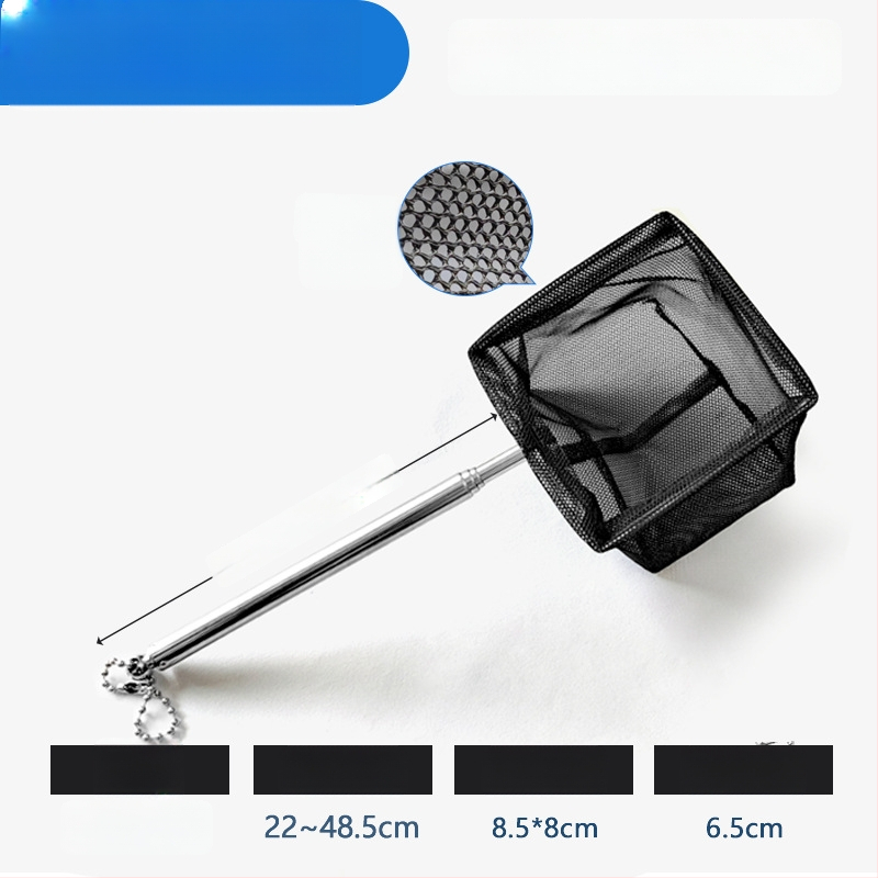 Rozsdamentes acélból készült teleszkópos akváriumi háló, sűrű hálóval, halak és teknősök számára