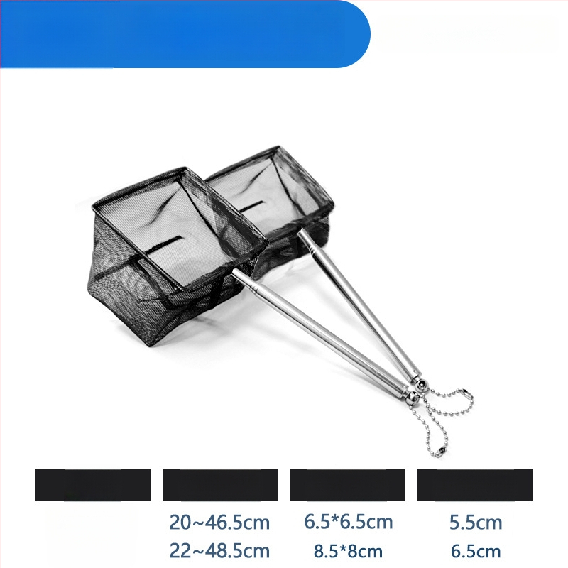 Rozsdamentes acélból készült teleszkópos akváriumi háló, sűrű hálóval, halak és teknősök számára