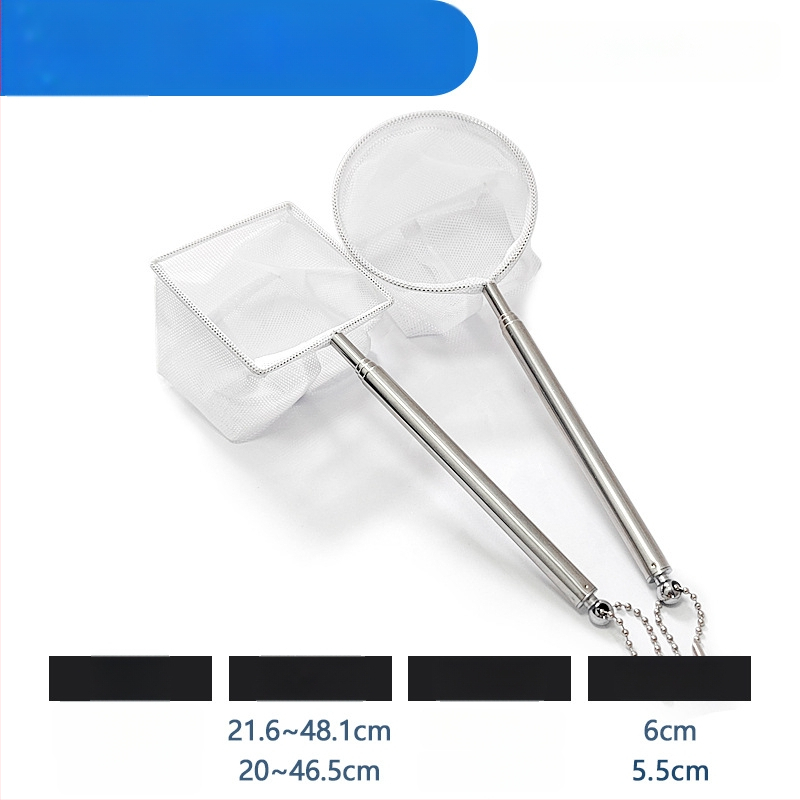 Rozsdamentes acélból készült teleszkópos akváriumi háló, sűrű hálóval, halak és teknősök számára