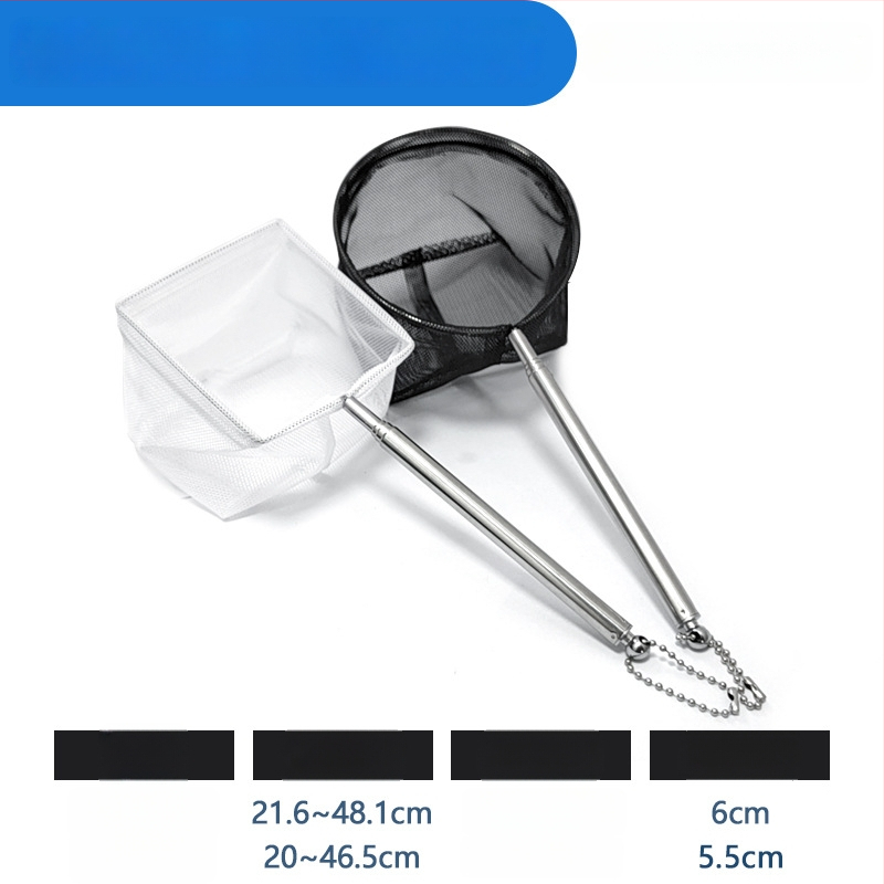 Rozsdamentes acélból készült teleszkópos akváriumi háló, sűrű hálóval, halak és teknősök számára