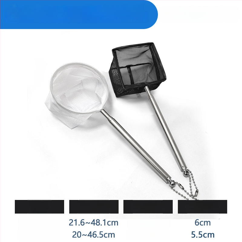 Rozsdamentes acélból készült teleszkópos akváriumi háló, sűrű hálóval, halak és teknősök számára