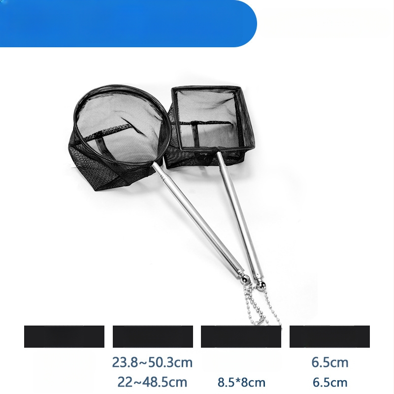 Rozsdamentes acélból készült teleszkópos akváriumi háló, sűrű hálóval, halak és teknősök számára