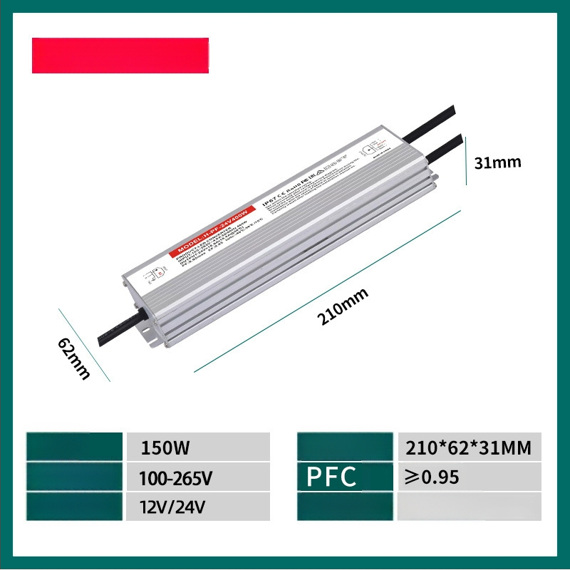 Vízálló kapcsolóüzemű tápegység 24V 400W, IP68, magas PF, széles bemeneti tartomány, 95% hatékonyság