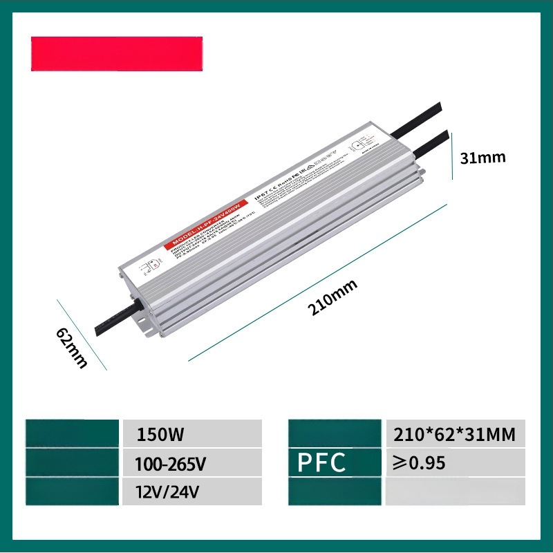 Vízálló kapcsolóüzemű tápegység 24V 400W, IP68, magas PF, széles bemeneti tartomány, 95% hatékonyság