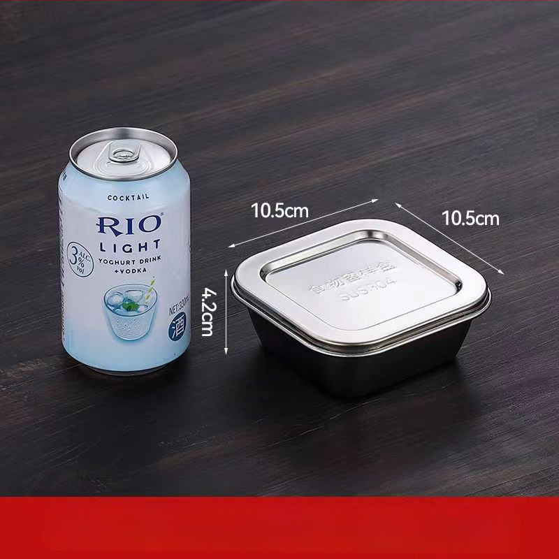 304 rozsdamentes acél minta doboz, kerek, mikrohullámú sütőben használható, 500 darab