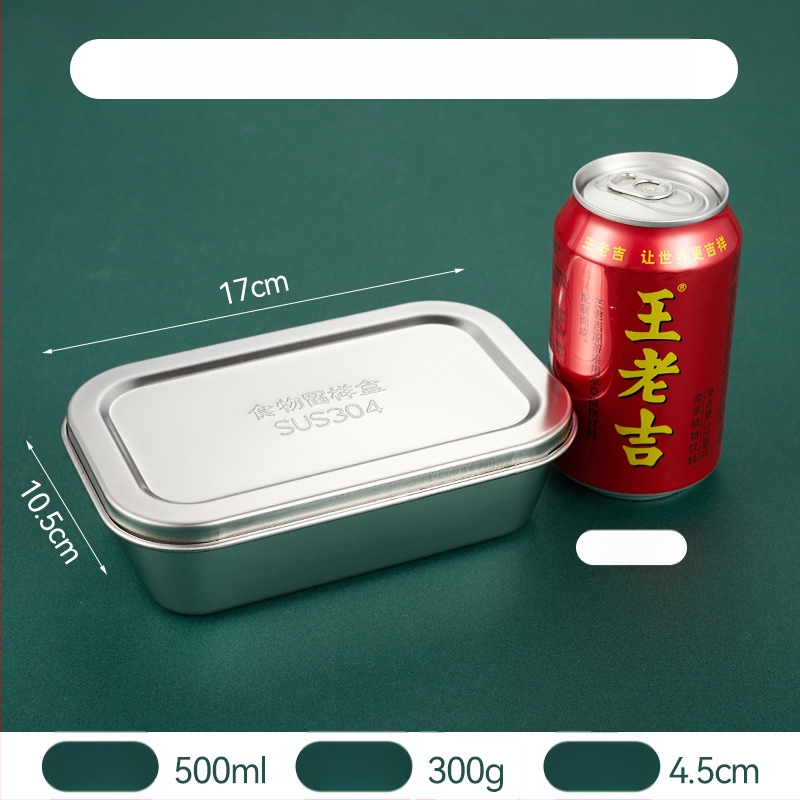 304 rozsdamentes acél minta doboz, kerek, mikrohullámú sütőben használható, 500 darab