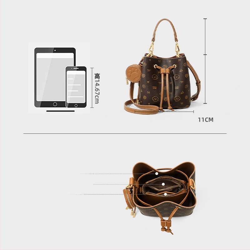 Γυναικεία bucket τσάντα, street style, συνθετικό δέρμα, bucket σχήμα, εσωτερική θήκη για κινητό, κυκλοφορία χειμώνας 2025