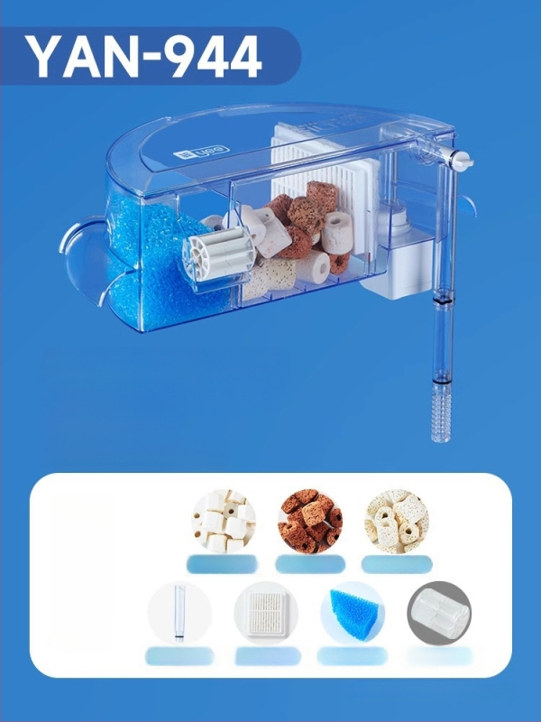 Okrúhly akvarijný filter s integrovaným generovaním kyslíka, nástenný vodopád, filtrácia tri v jednom • Plastový • Hmotnosť: 480 g • Značka: yee