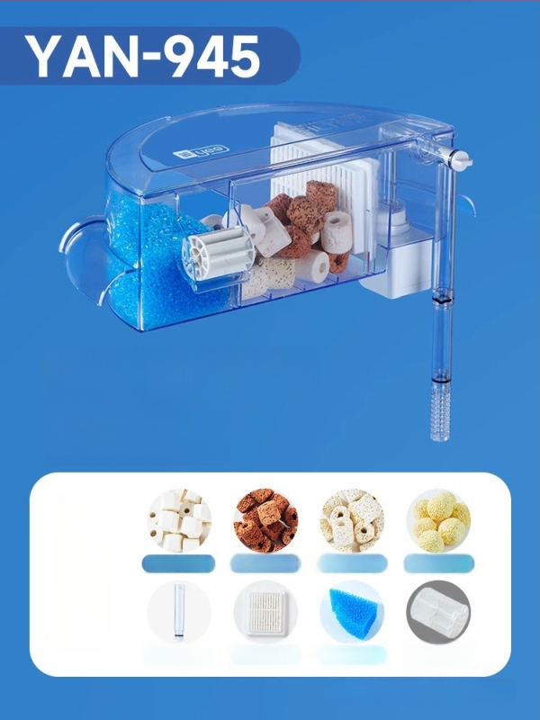 Okrúhly akvarijný filter s integrovaným generovaním kyslíka, nástenný vodopád, filtrácia tri v jednom • Plastový • Hmotnosť: 480 g • Značka: yee