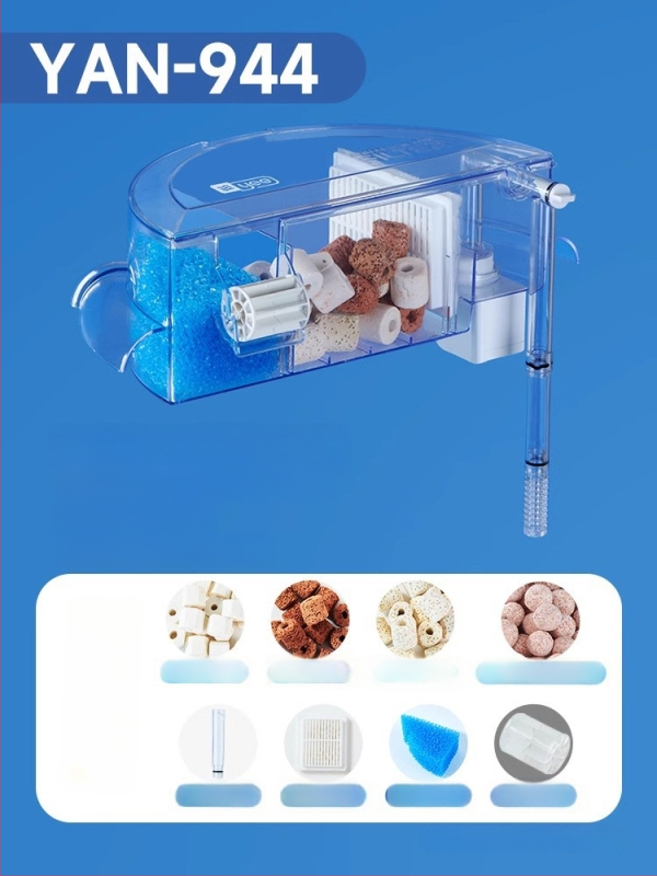 Okrúhly akvarijný filter s integrovaným generovaním kyslíka, nástenný vodopád, filtrácia tri v jednom • Plastový • Hmotnosť: 480 g • Značka: yee