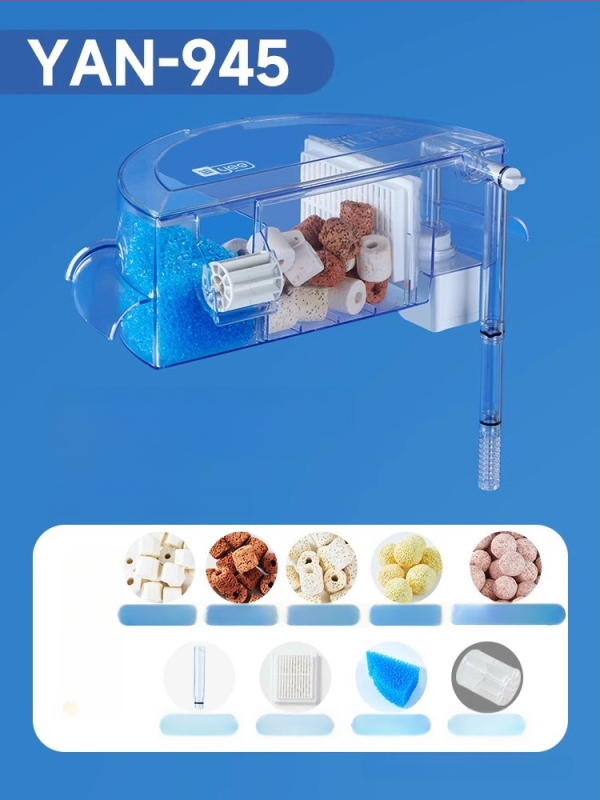 Okrúhly akvarijný filter s integrovaným generovaním kyslíka, nástenný vodopád, filtrácia tri v jednom • Plastový • Hmotnosť: 480 g • Značka: yee