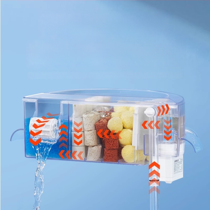 Okrúhly akvarijný filter s integrovaným generovaním kyslíka, nástenný vodopád, filtrácia tri v jednom • Plastový • Hmotnosť: 480 g • Značka: yee