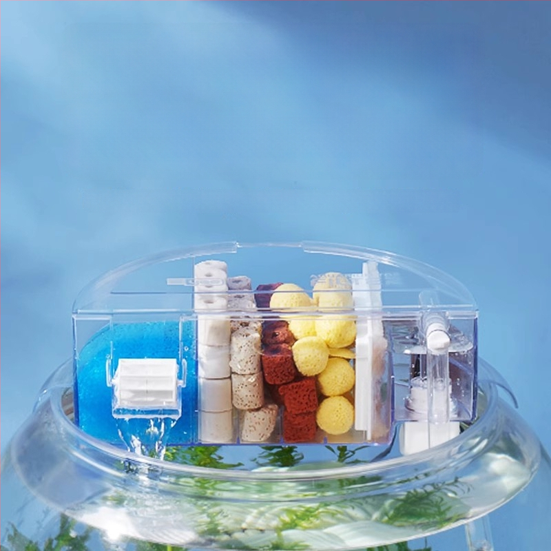 Okrúhly akvarijný filter s integrovaným generovaním kyslíka, nástenný vodopád, filtrácia tri v jednom • Plastový • Hmotnosť: 480 g • Značka: yee