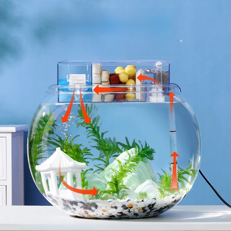 Okrúhly akvarijný filter s integrovaným generovaním kyslíka, nástenný vodopád, filtrácia tri v jednom • Plastový • Hmotnosť: 480 g • Značka: yee