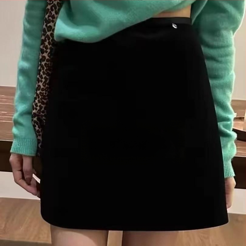 Sukňa A-line v kórejskom štýle zo spandexu s mikroelastičnosťou, krátka dĺžka, pre dospelé ženy, leto 2024