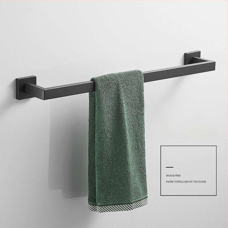 Σετ αξεσουάρ μπάνιου για πετσέτες με τετράγωνη σωλήνα, περιλαμβάνει μπάρα πετσέτας, δαχτυλίδι πετσέτας, θήκη ρολού χαρτιού και κρεμάστρα ρούχων· ανοξείδωτο ατσάλι, μάρκα Hualai anthraquinone