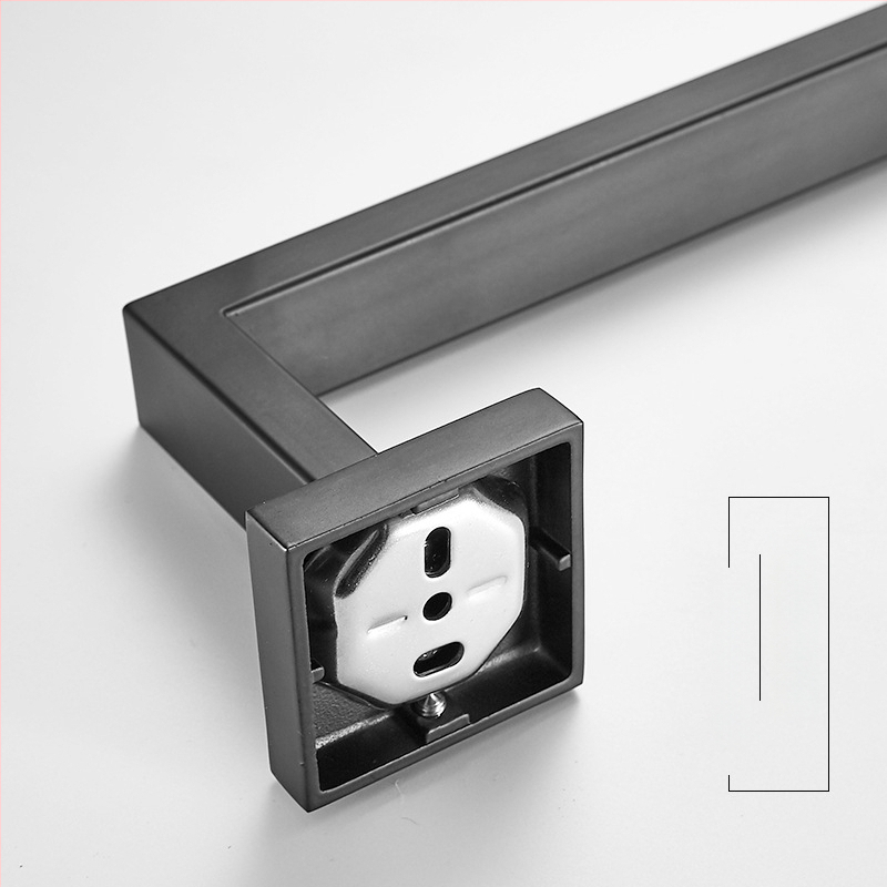 Σετ αξεσουάρ μπάνιου για πετσέτες με τετράγωνη σωλήνα, περιλαμβάνει μπάρα πετσέτας, δαχτυλίδι πετσέτας, θήκη ρολού χαρτιού και κρεμάστρα ρούχων· ανοξείδωτο ατσάλι, μάρκα Hualai anthraquinone