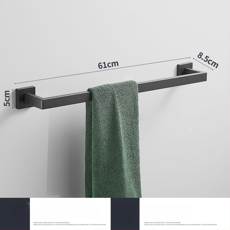 Σετ αξεσουάρ μπάνιου για πετσέτες με τετράγωνη σωλήνα, περιλαμβάνει μπάρα πετσέτας, δαχτυλίδι πετσέτας, θήκη ρολού χαρτιού και κρεμάστρα ρούχων· ανοξείδωτο ατσάλι, μάρκα Hualai anthraquinone