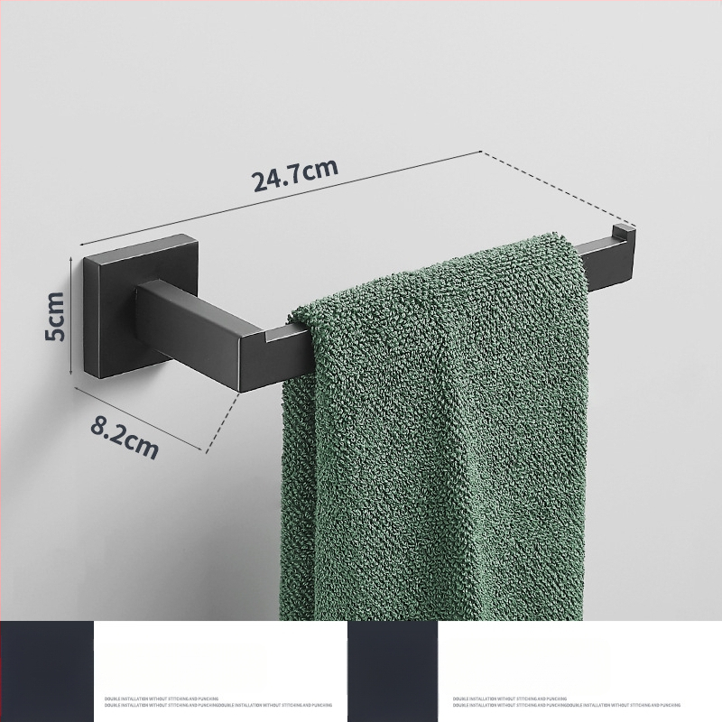 Σετ αξεσουάρ μπάνιου για πετσέτες με τετράγωνη σωλήνα, περιλαμβάνει μπάρα πετσέτας, δαχτυλίδι πετσέτας, θήκη ρολού χαρτιού και κρεμάστρα ρούχων· ανοξείδωτο ατσάλι, μάρκα Hualai anthraquinone