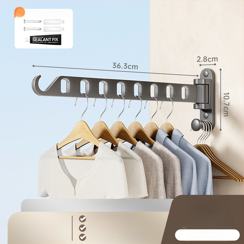 Soaring Horse μπαλκόνι κρεμάστρα ρούχων – κρυφή περιστρεφόμενη σχεδίαση, αλουμίνιο διαστημικού τύπου, μοντέρνο μινιμαλιστικό στυλ, κωδικός TJH