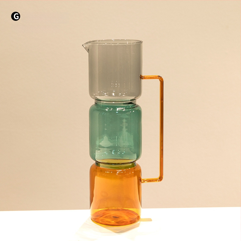 Vază din sticlă cu două straturi, design geometric, decor transparent pentru birou, semi-artizanal, stil modern de artă