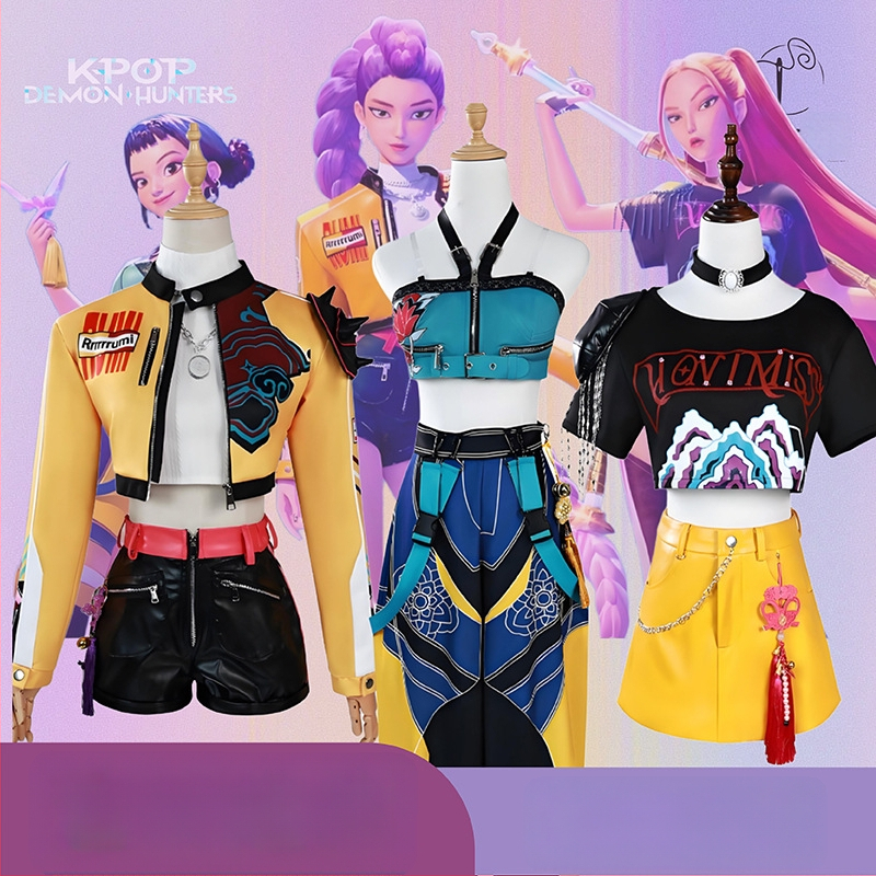 Κοστούμι cosplay εμπνευσμένο από την K-Pop Hunter Girl Group; πολυεστέρας ύφασμα; PU και ίνες κυτταρίνης αναγεννημένες 30–50%; Άνοιξη 2025