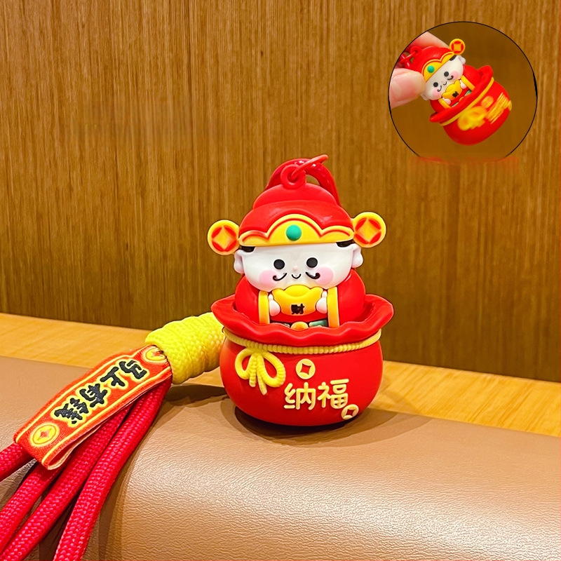 Ключодържател: въртящ се Бог на богатството, PVC, карикатурен стил, Годината на коня