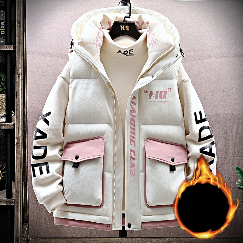 Fiatalos kapucnis mellény téli viselet, cipzárral, laza szabás, geometriai minta