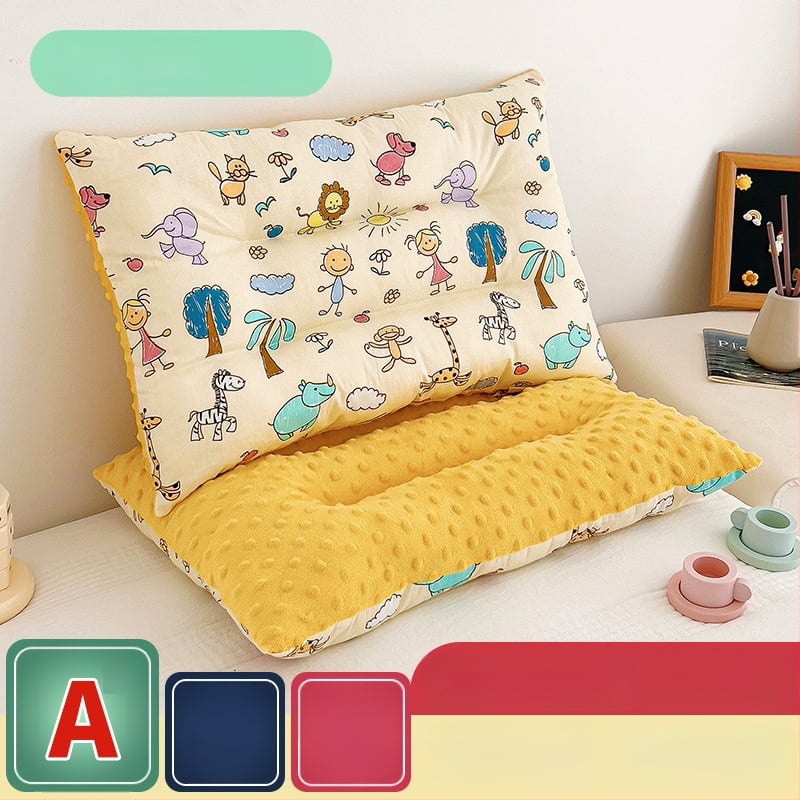 Детска възглавница с мемори пяна и покривка от чист памук, правоъгълна форма, височина 5–10 см