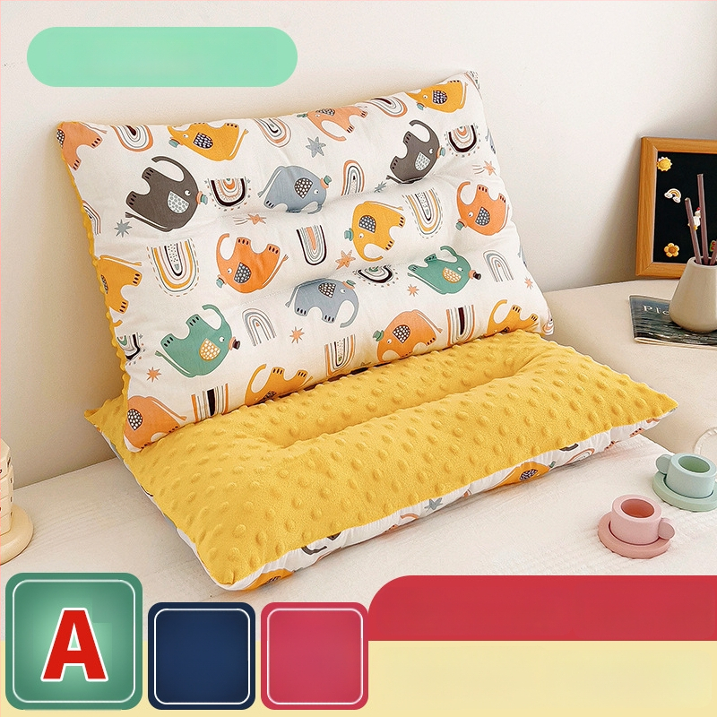 Детска възглавница с мемори пяна и покривка от чист памук, правоъгълна форма, височина 5–10 см