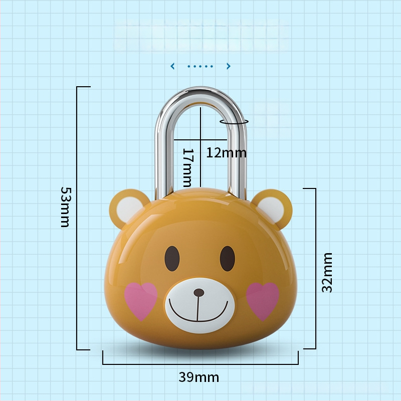 Medve figurás zár jegyzetfüzethez — műanyag ház, vas zár, testreszabható, logónyomtatás, márka CJSJ