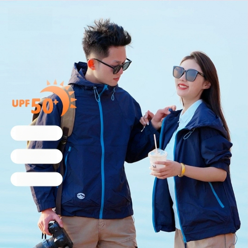 Unisex καλοκαιρινό αντιανεμικό μπουφάν (Νάιλον, Κουκούλα, UPF50+, Μοντέλο F501)