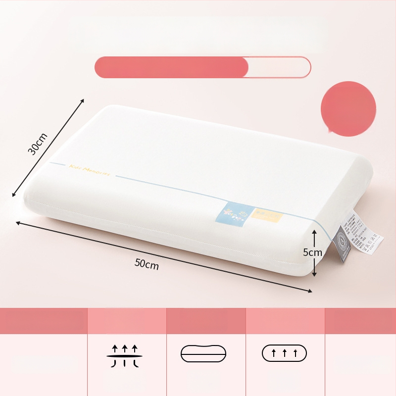 Възглавница с паметна пяна за деца 3–6+, всесезонна подкрепа за шията, правоъгълна форма, височина 5–10 см, полиестрова дамаска