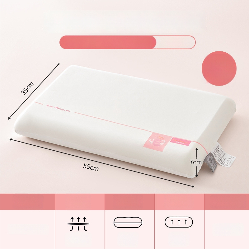 Възглавница с паметна пяна за деца 3–6+, всесезонна подкрепа за шията, правоъгълна форма, височина 5–10 см, полиестрова дамаска