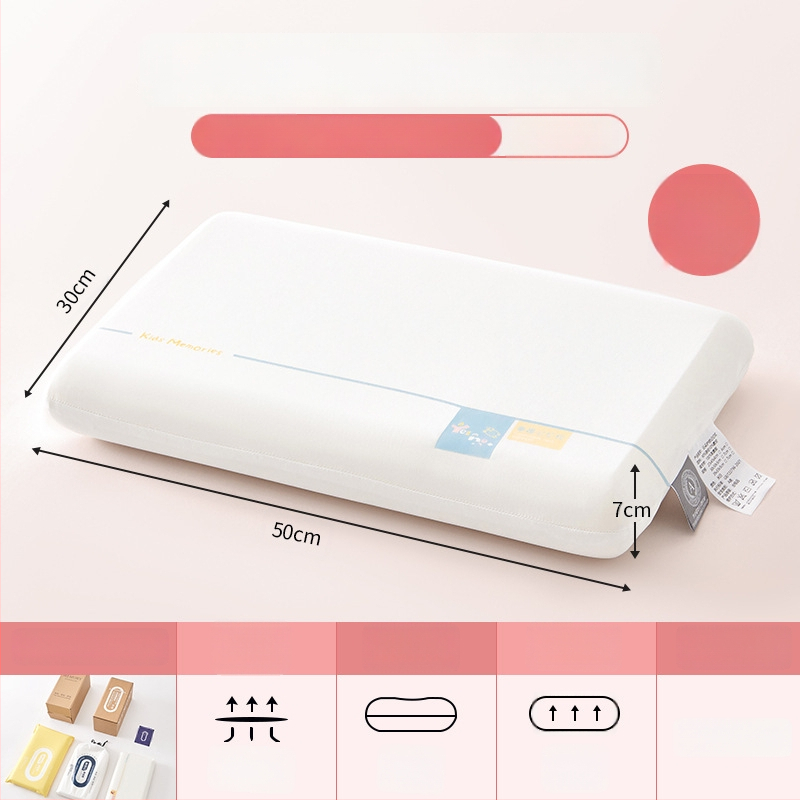 Възглавница с паметна пяна за деца 3–6+, всесезонна подкрепа за шията, правоъгълна форма, височина 5–10 см, полиестрова дамаска