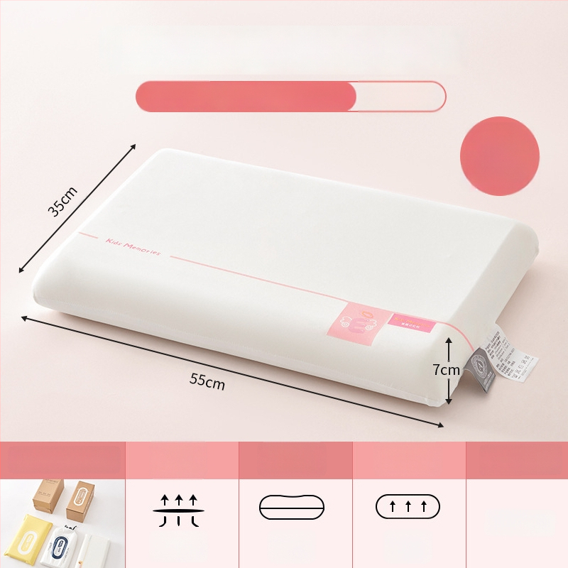 Възглавница с паметна пяна за деца 3–6+, всесезонна подкрепа за шията, правоъгълна форма, височина 5–10 см, полиестрова дамаска