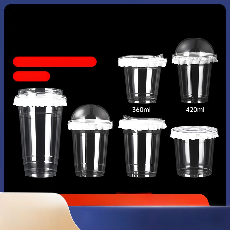 Egyszer használatos PET pohár kávéhoz és tejes teához, átlátszó, fedéllel, 500 ml