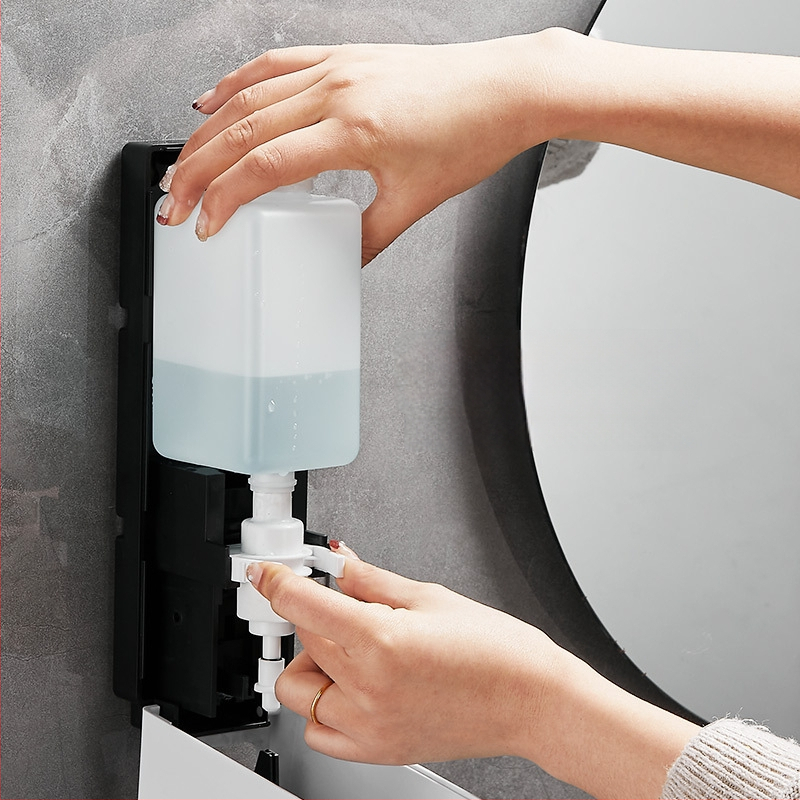 Τοίχο-μονταρισμένος διανομέας ξενοδοχειακών ειδών υγιεινής, πλαστικό σώμα, μηχανισμός χειροκίνητης ώθησης, οξειδωμένη επίστρωση, μάρκα Hannai (Πλαστικό; Χειροκίνητη ώθηση; Οξειδωμένη επίστρωση; Μάρκα Hannai; Μοντέρνος μινιμαλισμός)