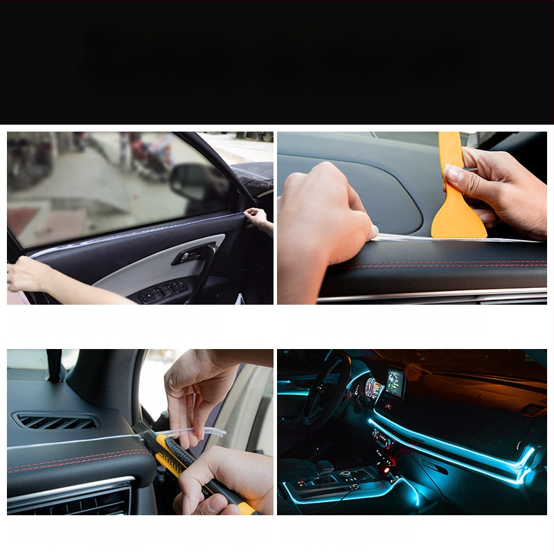 LED vnútorné ambientné svetlo do auta s EL materiálom, studené svetlo, IP67, 3W, 3-12V