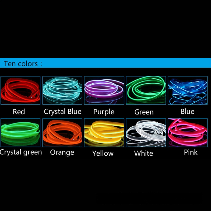 LED vnútorné ambientné svetlo do auta s EL materiálom, studené svetlo, IP67, 3W, 3-12V