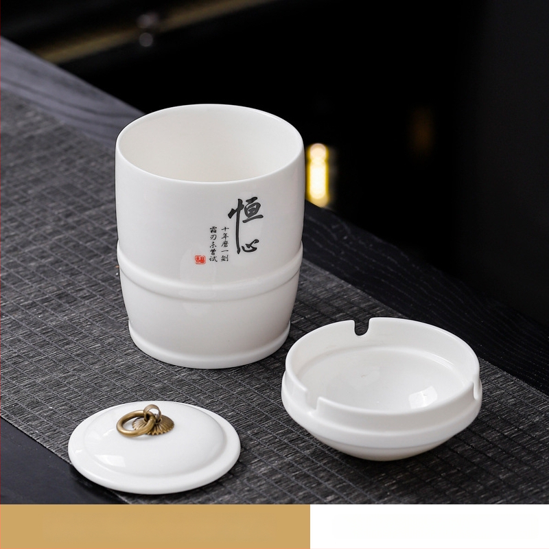 Boyi керамичен пепелник – ветроустойчив, против сажди, модерен минималистичен стил, печатано лого