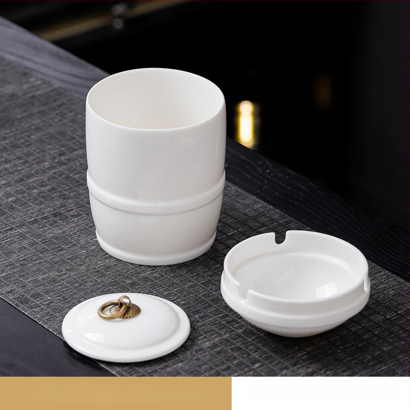 Boyi керамичен пепелник – ветроустойчив, против сажди, модерен минималистичен стил, печатано лого