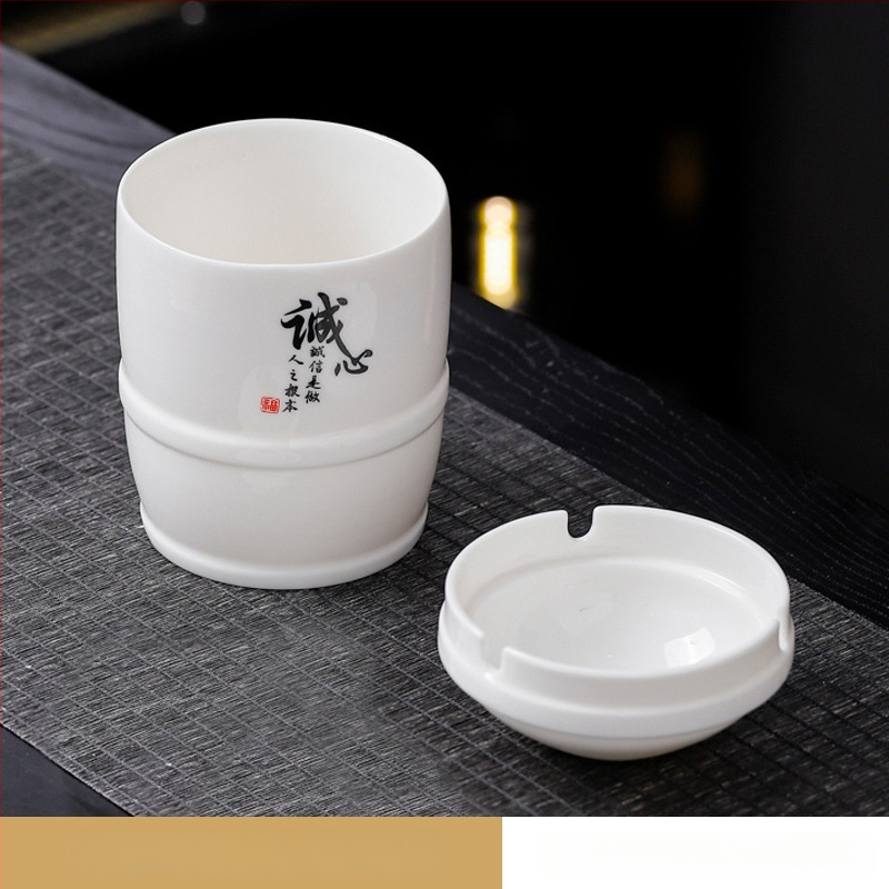 Boyi керамичен пепелник – ветроустойчив, против сажди, модерен минималистичен стил, печатано лого