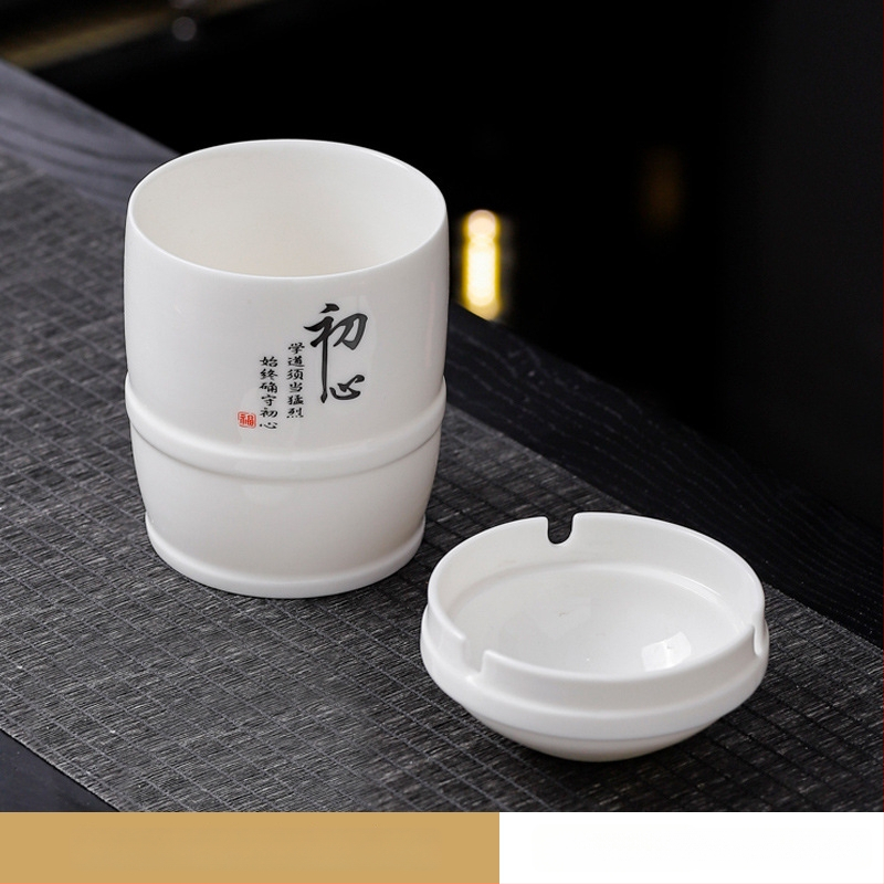 Boyi керамичен пепелник – ветроустойчив, против сажди, модерен минималистичен стил, печатано лого