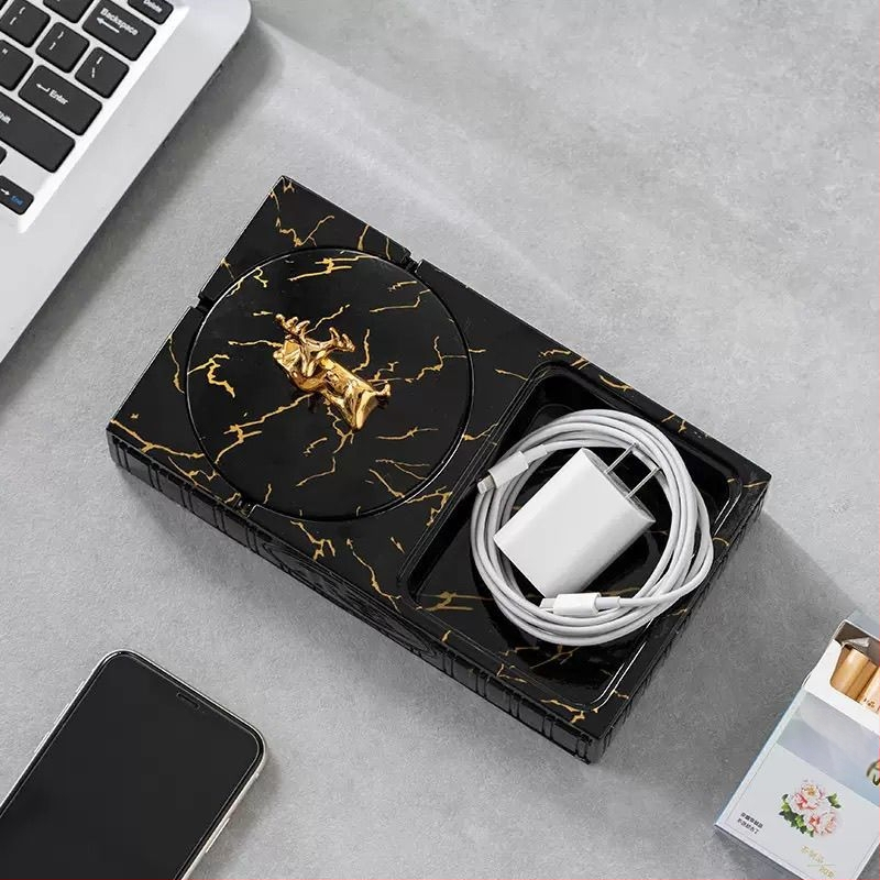 Пепелник от PET, с ключодържател, повторно използваем, квадратен минималистичен дизайн за дома